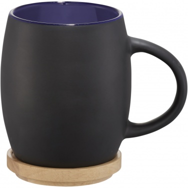 Logotrade Werbeartikel das Foto: Hearth 400 ml Keramiktasse mit Holz Untersetzer