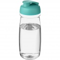 H2O Active® Pulse 600 ml Sportflasche mit Klappdeckel, Transparent / Aquablau