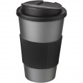 Americano® 350 ml Isolierbecher mit Schutzring & auslaufsicherem Schraubverschluss, Silber / Tiefschwarz