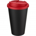 Americano® Eco 350 ml recycelter Becher mit auslaufsicherem Deckel, Rot / Tiefschwarz