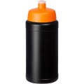 Baseline Recycelte Sportflasche, 500 ml, Durchgehend schwarz / orange