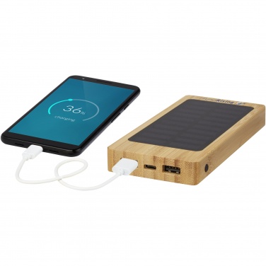 Logotrade Werbeartikel das Foto: Alata 8000 mAh Bambus Solar-Powerbank