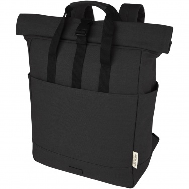 Logotrade Werbeartikel das Foto: Joey 15" GRS Rolltop Laptoprucksack aus recyceltem Canvas 15 L