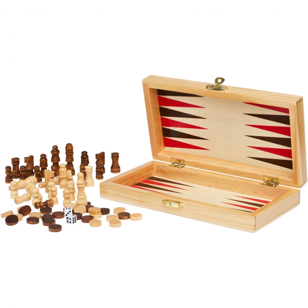 Logotrade Firmengeschenke das Foto: Mugo 3-in-1 Spieleset aus Holz