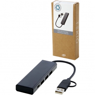 Logotrade Werbeartikel das Foto: Rise USB 2.0 Hub aus recyceltem RCS Aluminium