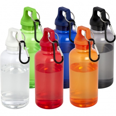 Logotrade Werbegeschenke das Foto: Oregon 400 ml RCS-zertifizierte Trinkflasche aus recyceltem Kunststoff mit Karabiner 