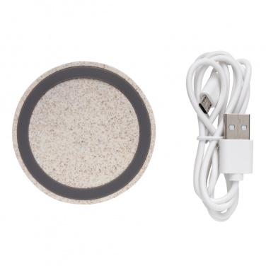 Logotrade Werbegeschenke das Foto: Rundes 5W Charging Pad aus Weizenstroh