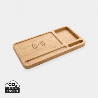 Logotrade werbemittel das Foto: Bambus Desk Organizer mit 10W Wireless Charger