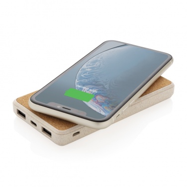 Logotrade Werbegeschenke das Foto: Kork und Weizen 8.000 mAh Wireless Powerbank