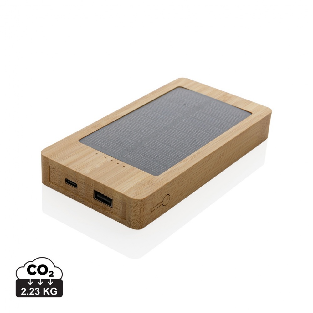 Logotrade Werbeartikel das Foto: Sunwick 10.000mah Bambus Solar Powerbank