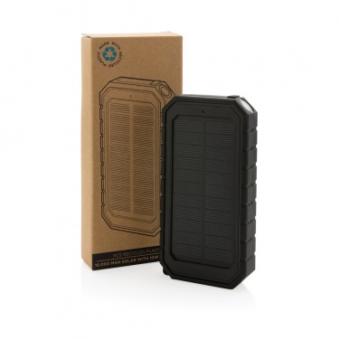 Logotrade Werbegeschenke das Foto: 10.000 mAh Solar-Powerbank mit 10W Wireless aus RCS Plastik