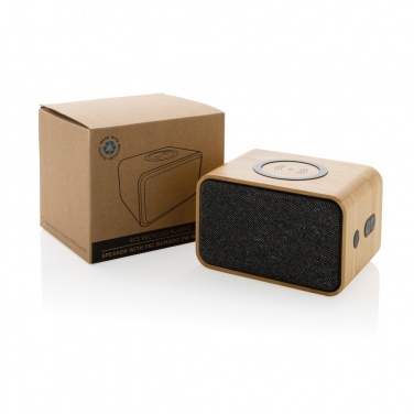 Logotrade Firmengeschenke das Foto: RCS rPlastik-3W Speaker mit Bambus & 5W Wireless Charger