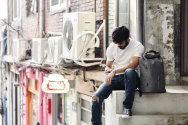 Logotrade Geschäftsgeschenke das Foto: Urban schnitthemmender Anti-Diebstahl-Rucksack