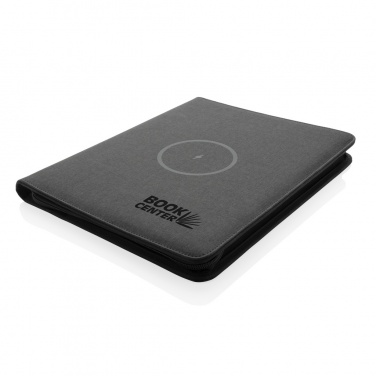 Logotrade Firmengeschenke das Foto: Air 5W Wireless Charging Portfolio A4 mit 5.000mAh Powerbank