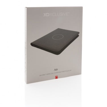 Logotrade Logogeschenke das Foto: Air 5W Wireless Charging Portfolio A4 mit 5.000mAh Powerbank