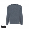 Iqoniq Denali ungefärbt. Rundhals-Sweater aus recycelter BW, Marineblau meliert