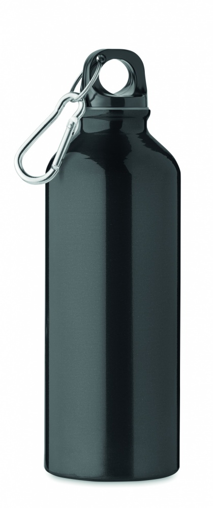 Logotrade Logogeschenke das Foto: Einwandige 500-ml-Wasserflasche aus recyceltem Aluminium mit Karabiner