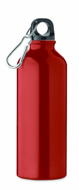 Logotrade werbemittel das Foto: Einwandige 500-ml-Wasserflasche aus recyceltem Aluminium mit Karabiner