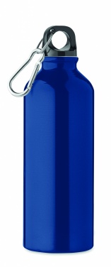 Logotrade Firmengeschenke das Foto: Einwandige 500-ml-Wasserflasche aus recyceltem Aluminium mit Karabiner