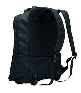 Logotrade Logogeschenke das Foto: Ein tragbarer Rucksack-Trolley mit Rädern, hergestellt aus 600D RPET-Polyester.