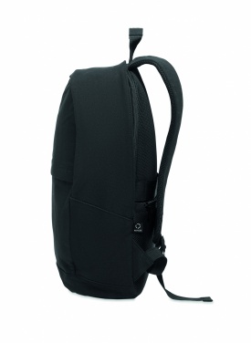 Logotrade werbemittel das Foto: Ein 15-Zoll-Laptop-Rucksack aus recycelter Baumwolle (Pre-Consumer) und recyceltem Polyester mit individuell anpassbarem Druck