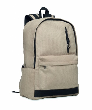 Logotrade Logogeschenke das Foto: Ein 15-Zoll-Laptop-Rucksack aus recycelter Pre-Consumer-Baumwolle mit individuell anpassbarem Druck