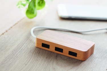 Logotrade Firmengeschenke das Foto: 3 Port 2.0 USB Hub Bambus