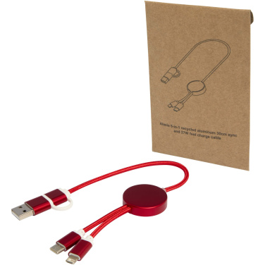 Logotrade Werbegeschenke das Foto: Alasia 30 cm 5-in-1 Kabel aus recyceltem Kunststoff für Datenübertragung und 27W Schnellladung