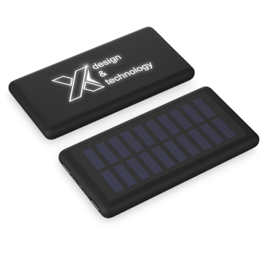 Logotrade Geschäftsgeschenke das Foto: SCX.design P30 8000 mAh Solar Powerbank mit Leuchtlogo