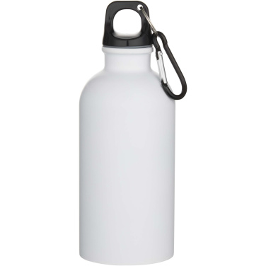 Logotrade Firmengeschenke das Foto: Oregon 400 ml matte RCS-zertifizierte einwandige Trinkflasche aus recyceltem Edelstahl mit Karabinerhaken