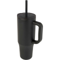 Brady 900 ml RCS-zertifizierter Isolierbecher mit Silikon Trinkhalm, Tiefschwarz