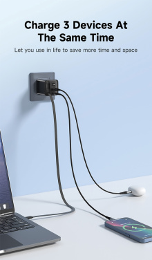 Logotrade Geschäftsgeschenke das Foto: Urban Vitamin Mendocino 65W GaN-Charger mit einziehb. Kabel