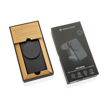 Logotrade Logogeschenke das Foto: Urban Vitamin Arcadia 15W 3in1 Magnet-Charger aus RCS rABS