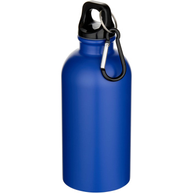 Logotrade werbemittel das Foto: Oregon 400 ml matte RCS-zertifizierte einwandige Trinkflasche aus recyceltem Edelstahl mit Karabinerhaken