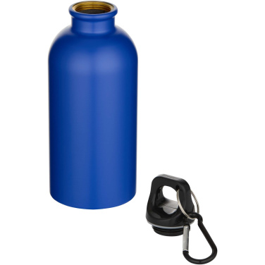 Logotrade Werbegeschenke das Foto: Oregon 400 ml matte RCS-zertifizierte einwandige Trinkflasche aus recyceltem Edelstahl mit Karabinerhaken