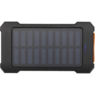 Logotrade Firmengeschenke das Foto: Altair 10 W 5000 mAh robuste Solar Powerbank aus recyceltem Kunststoff mit integrierter Taschenlampe