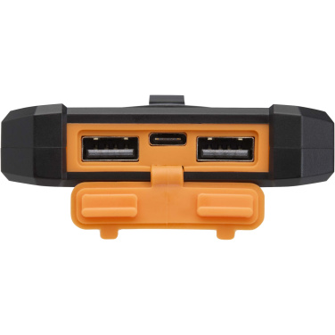 Logotrade Geschäftsgeschenke das Foto: Altair 10 W 5000 mAh robuste Solar Powerbank aus recyceltem Kunststoff mit integrierter Taschenlampe