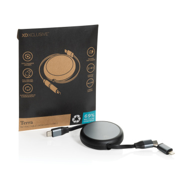 Logotrade Werbegeschenke das Foto: Terra ausziehbares 240W 2-in-1 Kabel aus RCS rec. Aluminium