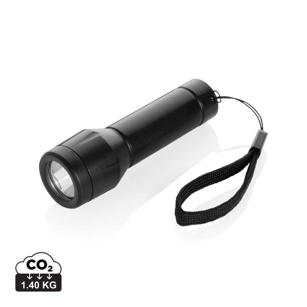 Logotrade Geschäftsgeschenke das Foto: Flara USB-aufladbare Taschenlampe aus RCS recyceltem ABS