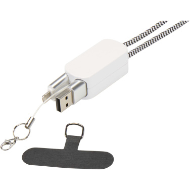 Logotrade Werbeartikel das Foto: Anser Smartphone Lanyard aus recyceltem Kunststoff mit 27 W 5-in-1 integriertem Kabel