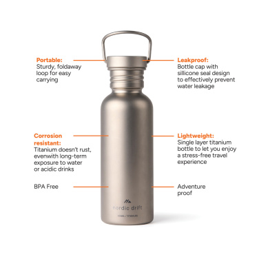 Logotrade Firmengeschenke das Foto: Nordic Drift Trail Ultraleichte Titan-Wasserflasche 600ml