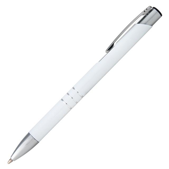 Logo trade promotional item photo of: Metal ball pen 'Ascot'  color white