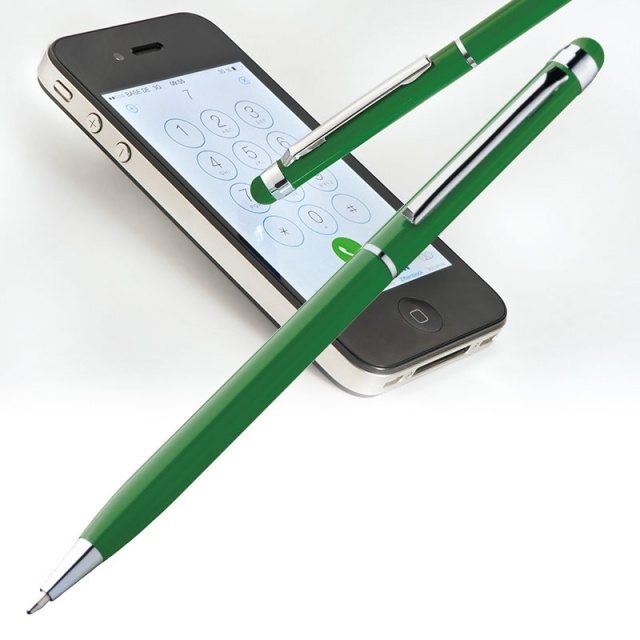 Logo trade promotional giveaways picture of: Ball pen with touch pen 'New Orleans'  color green