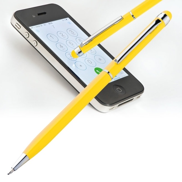 Logo trade promotional merchandise photo of: Ball pen with touch pen 'New Orleans'  color yellow