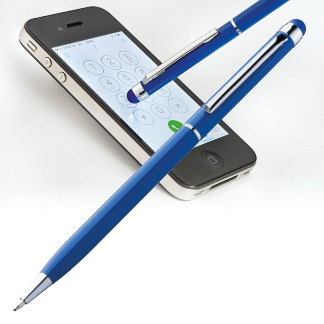 Logotrade promotional merchandise image of: Ball pen with touch pen 'New Orleans'  color blue