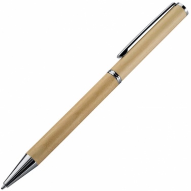 Logo trade promotional gift photo of: Wooden ball pen 'Heywood', lightbrown