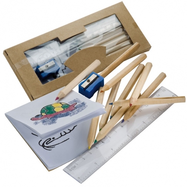 Logotrade advertising product picture of: Drawing set for kids 'Little Picasso',  color brown