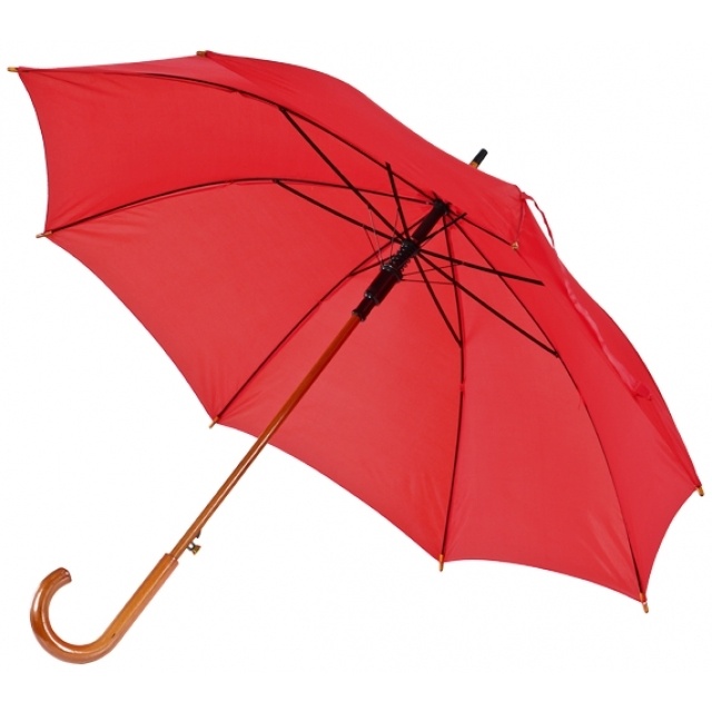 Logotrade promotional giveaway image of: Wooden automatic umbrella Nancy, red