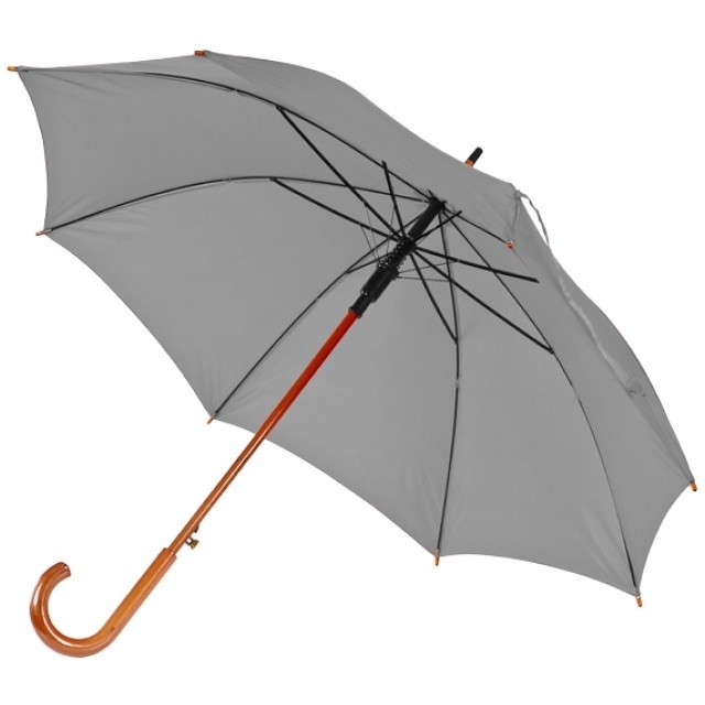 Logo trade promotional merchandise picture of: Wooden automatic umbrella NANCY  color grey