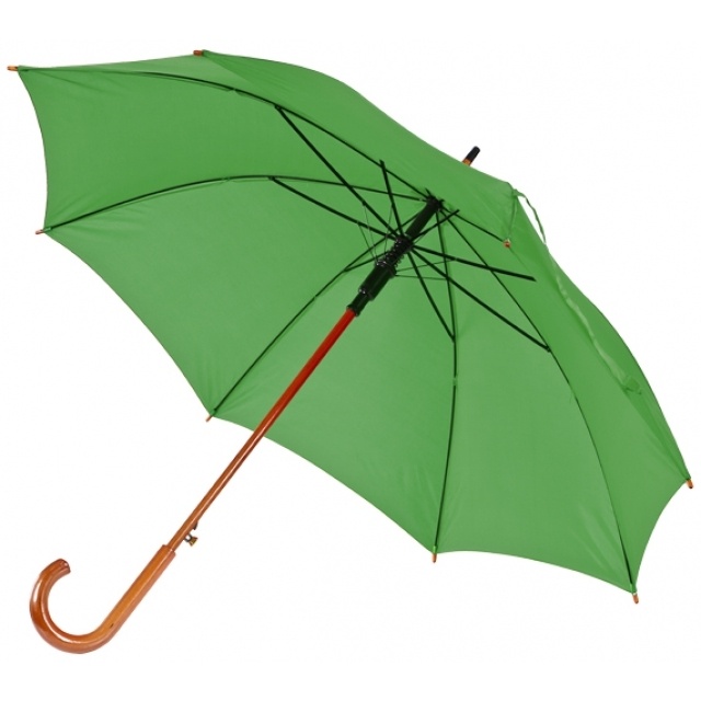 Logo trade promotional gifts picture of: Wooden automatic umbrella NANCY  color green